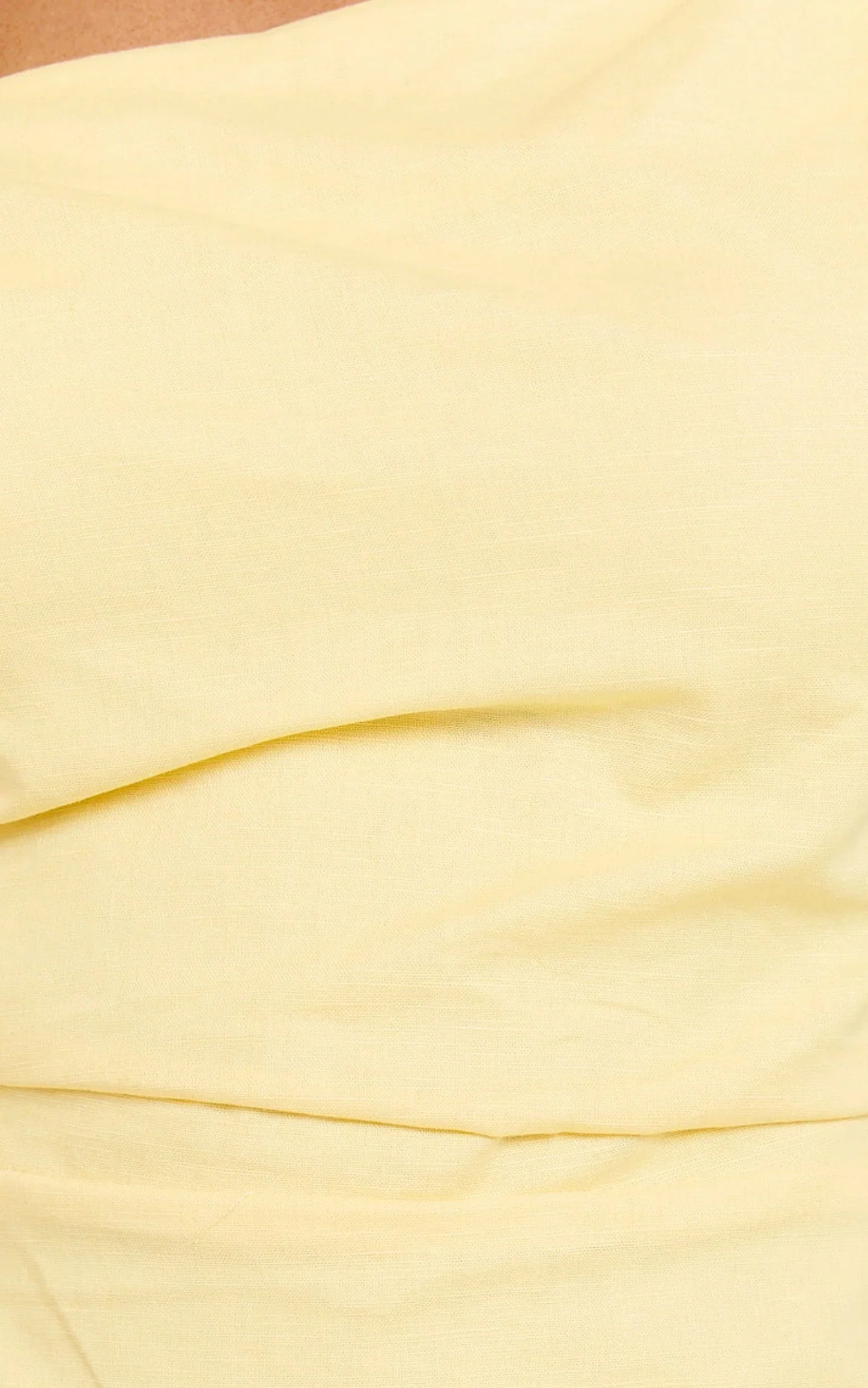 Jeofina Mini Dress - Off The Shoulder Linen Look Dress in Lemon