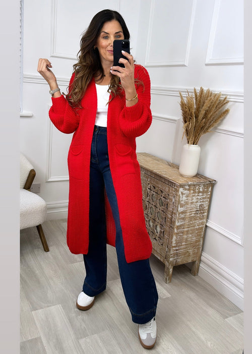 Margaret Red Longline Cardigan