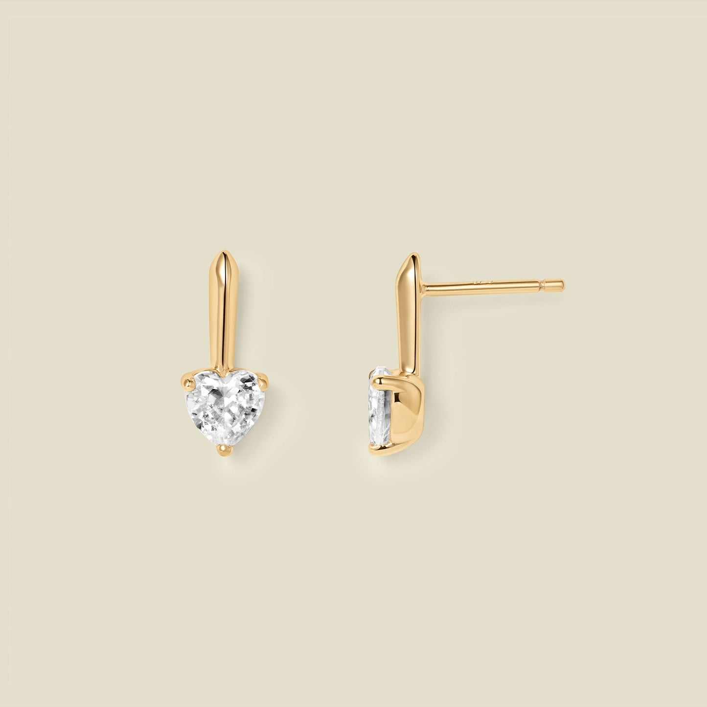 CZ Heart Drop Stud Earrings | Final Sale