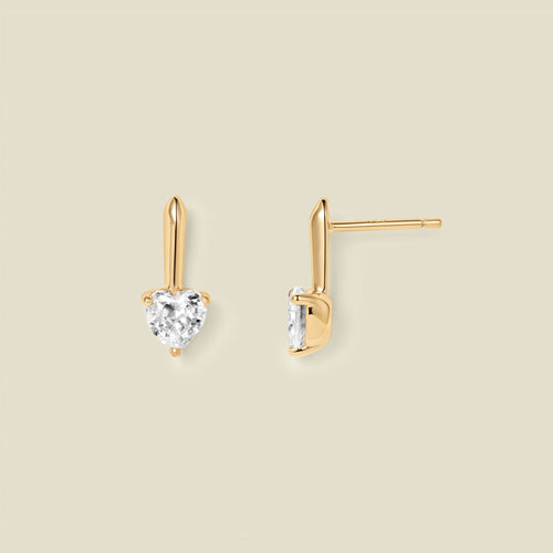 CZ Heart Drop Stud Earrings | Final Sale