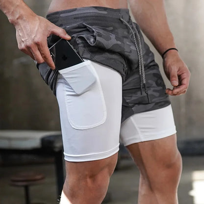 Shorts Camo Running Shorts Men Gym Sports Shorts 2 In 1 Quick Dry Workout Training Gym Fitness Jogging Short Pants Summer Men Shorts