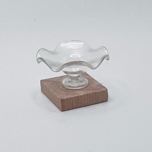 Ruffled Edge Footed Glass Bowl - 1/12 Scale Dollhouse Miniature
