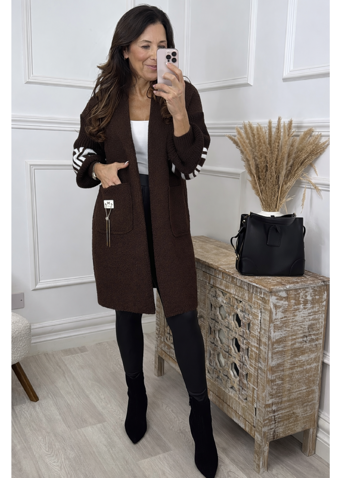 Ashley Brown Knit Sleeve Coatigan