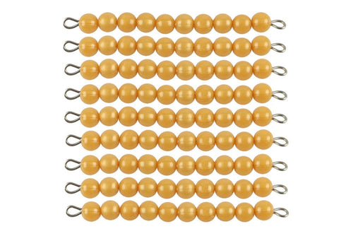 9 Golden Bead Bars of Ten (C Beads)