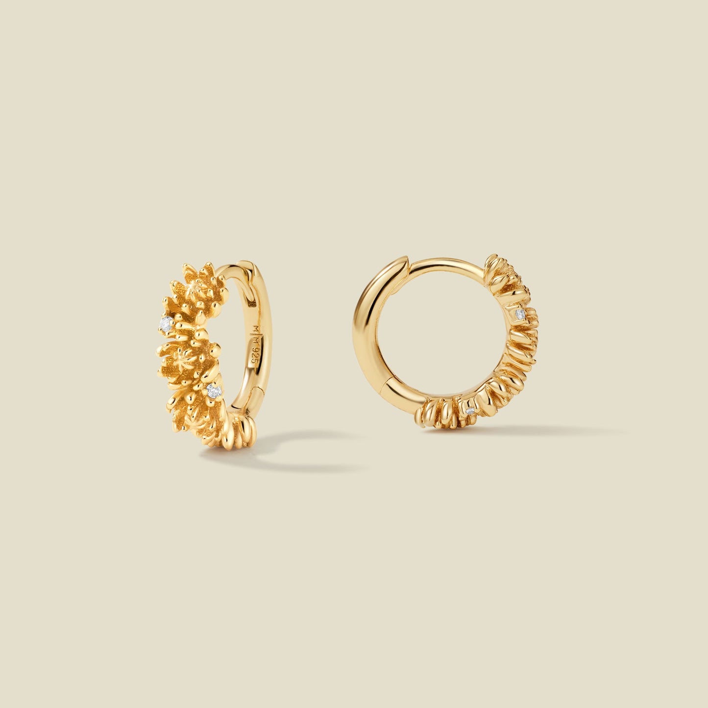 November CZ Birth Flower Huggie Hoop Earrings