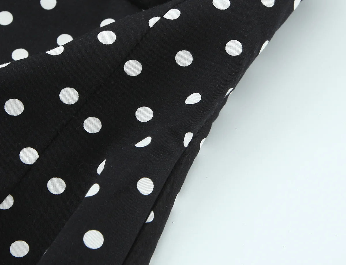2026 Women New Fashion Suit Sexy Sleeveless Backless Polka Dot Halter Slim Short Top+Side Zipper Casual Short Skirts