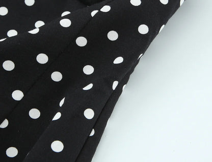 2026 Women New Fashion Suit Sexy Sleeveless Backless Polka Dot Halter Slim Short Top+Side Zipper Casual Short Skirts