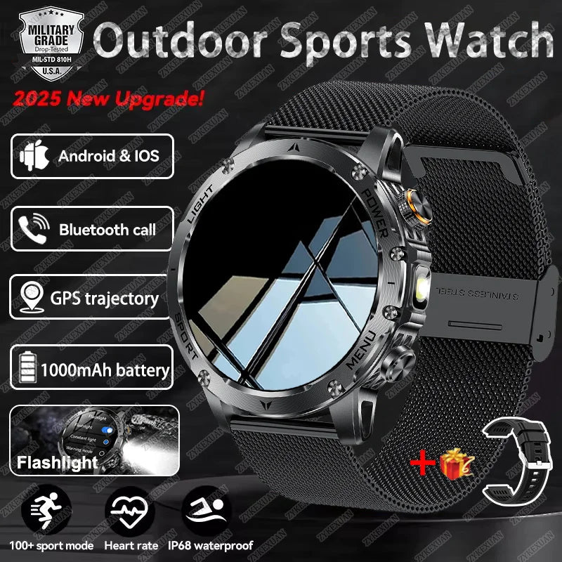 2026 Outdoor New 1000mAh Battery T-Rex 3 Military Grade Smart Watch Men IP69K Waterproof GPS HD Bluetooth Call 100+Sports Watch