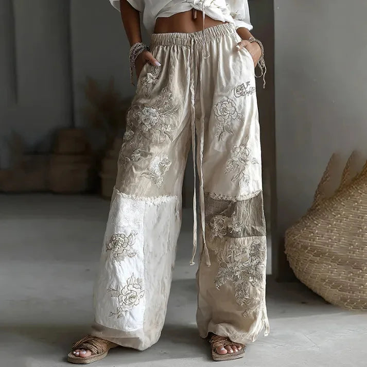 2026 New Women Pink 3D Floral Print Long Pants Elegant High Waist Straight Leg Trousers Casual Party Fashion Streetwear Bottoms