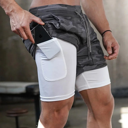 Shorts Camo Running Shorts Men Gym Sports Shorts 2 In 1 Quick Dry Workout Training Gym Fitness Jogging Short Pants Summer Men Shorts
