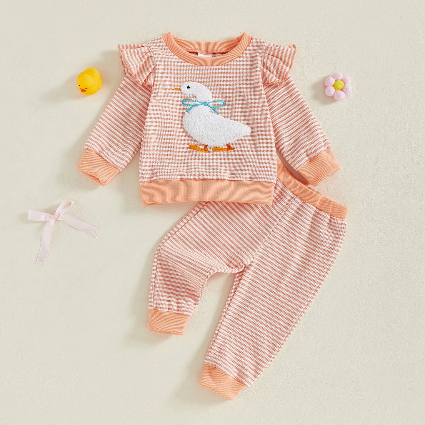 GOOSE Striped Ruffle Outfit