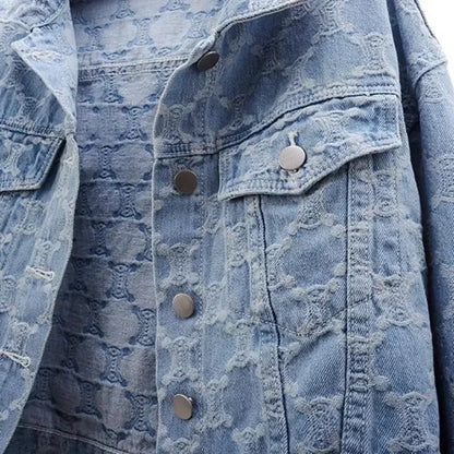 2026 Women's Denim Jacket New Embroidery Jacquard Ladies Outerwear Leisure Loose Korean Version Fashion Female Cowboy Coat