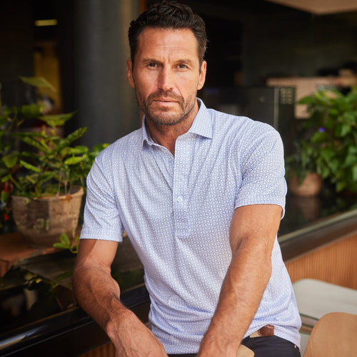 Semi-Spread Collar Polo Scottsdale Navy Spheres