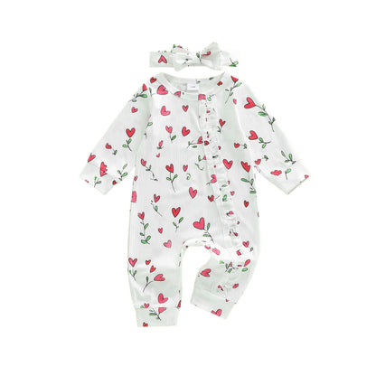 HEART FLOWERS Ruffle Jumpsuit