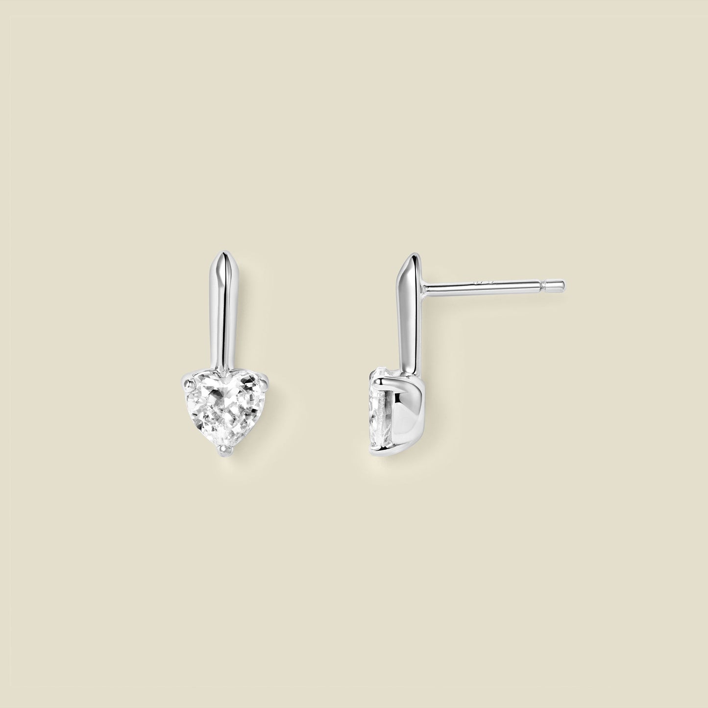 CZ Heart Drop Stud Earrings | Final Sale