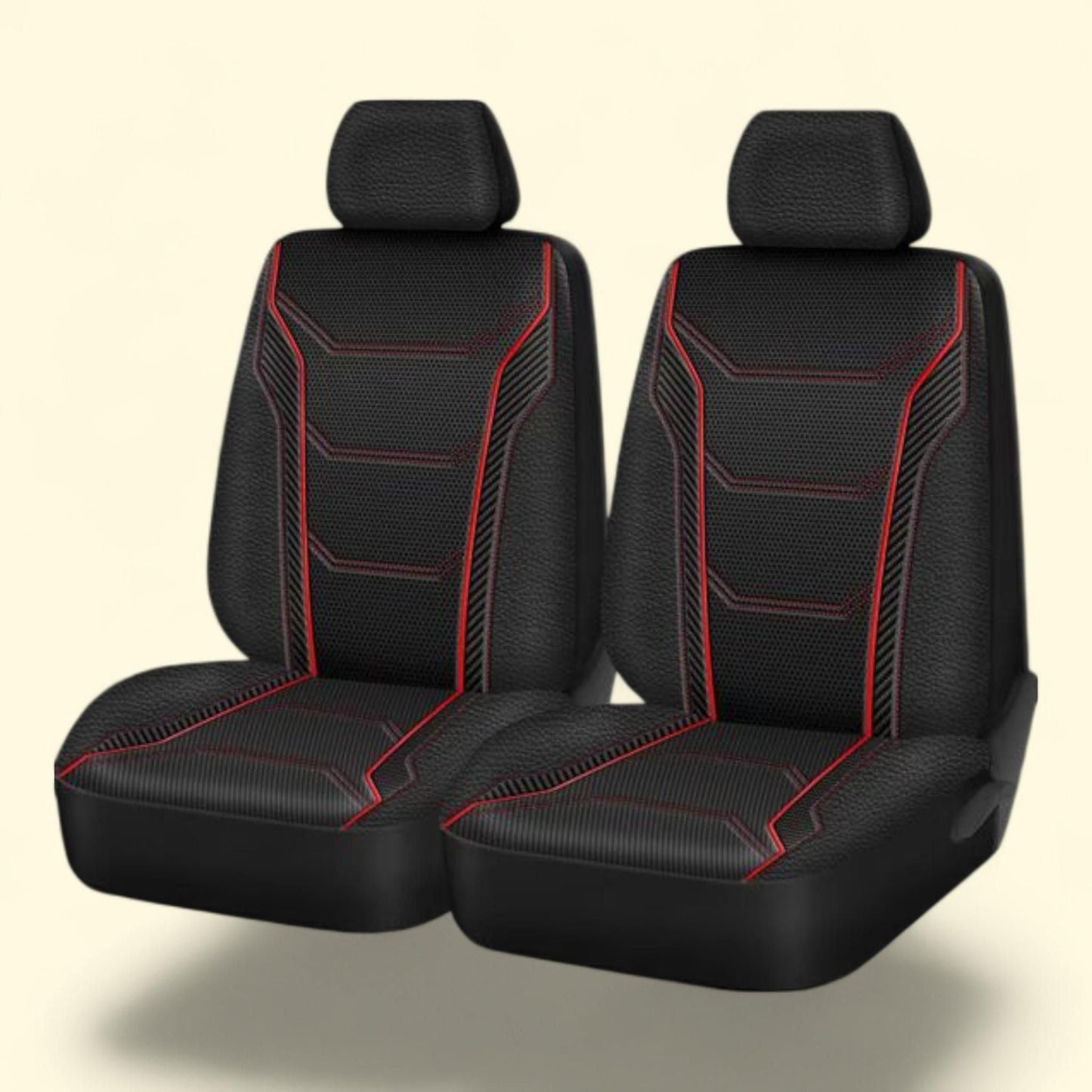 Auto Drive Car Seat Cover, Carbon Fiber Black with Piping, Universal Fit, 2 Piece