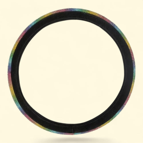 Auto Drive Steering Wheel Cover, Rainbow Diamond Leather, 14.5''-15''