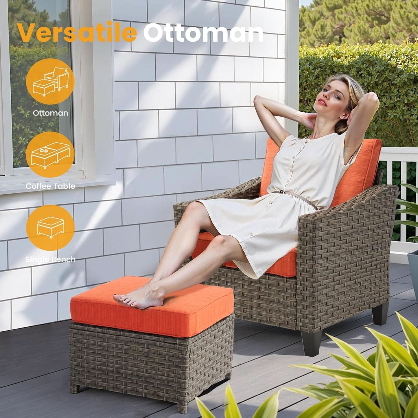 10 Piece Outdoor Patio Furniture Set with Fire Pit