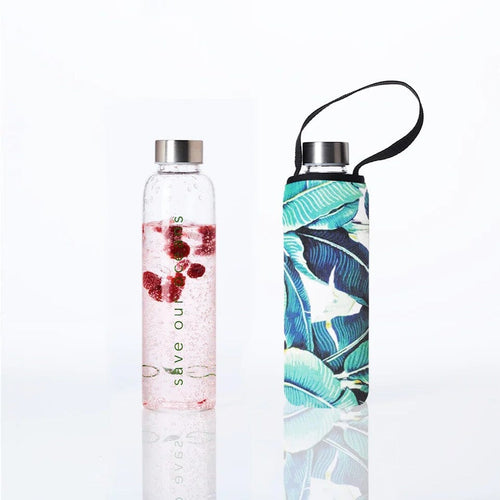 BBBYO Glass Water Bottle with Cover 570mL - Banana Leaf