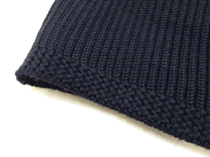 Buzz Rickson Men's U.S. Navy Watch Cap - 100% Wool Military Knit Hat - Made in Japan (BR02243 Navy Blue)