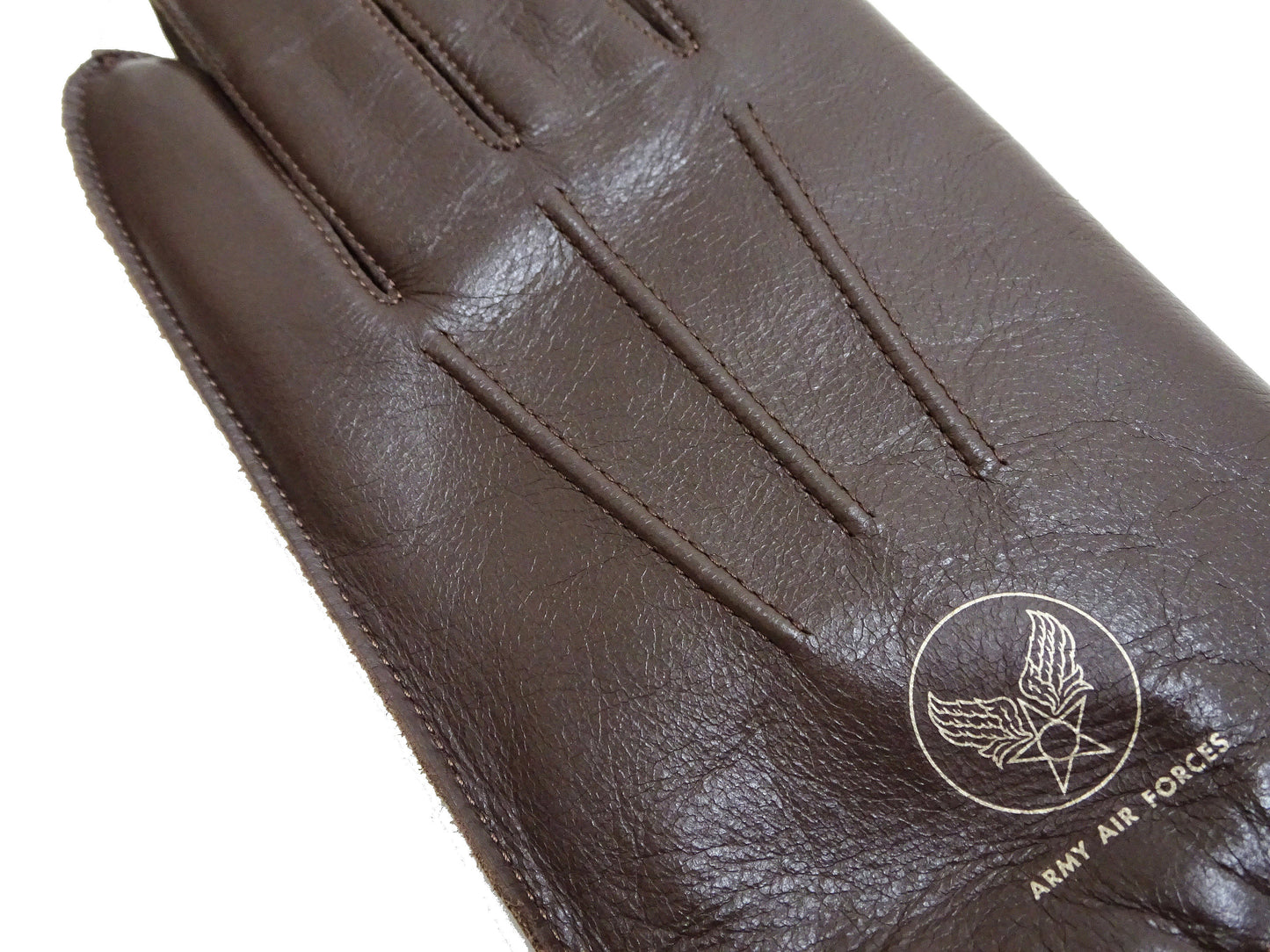Buzz Rickson Men's Type A-10 Leather Gloves - U.S. Army Air Forces Reproduction - Made in Japan - (BR02835 02 Brown Leather with Brown Ribbed Knit Wrist Cuffs)