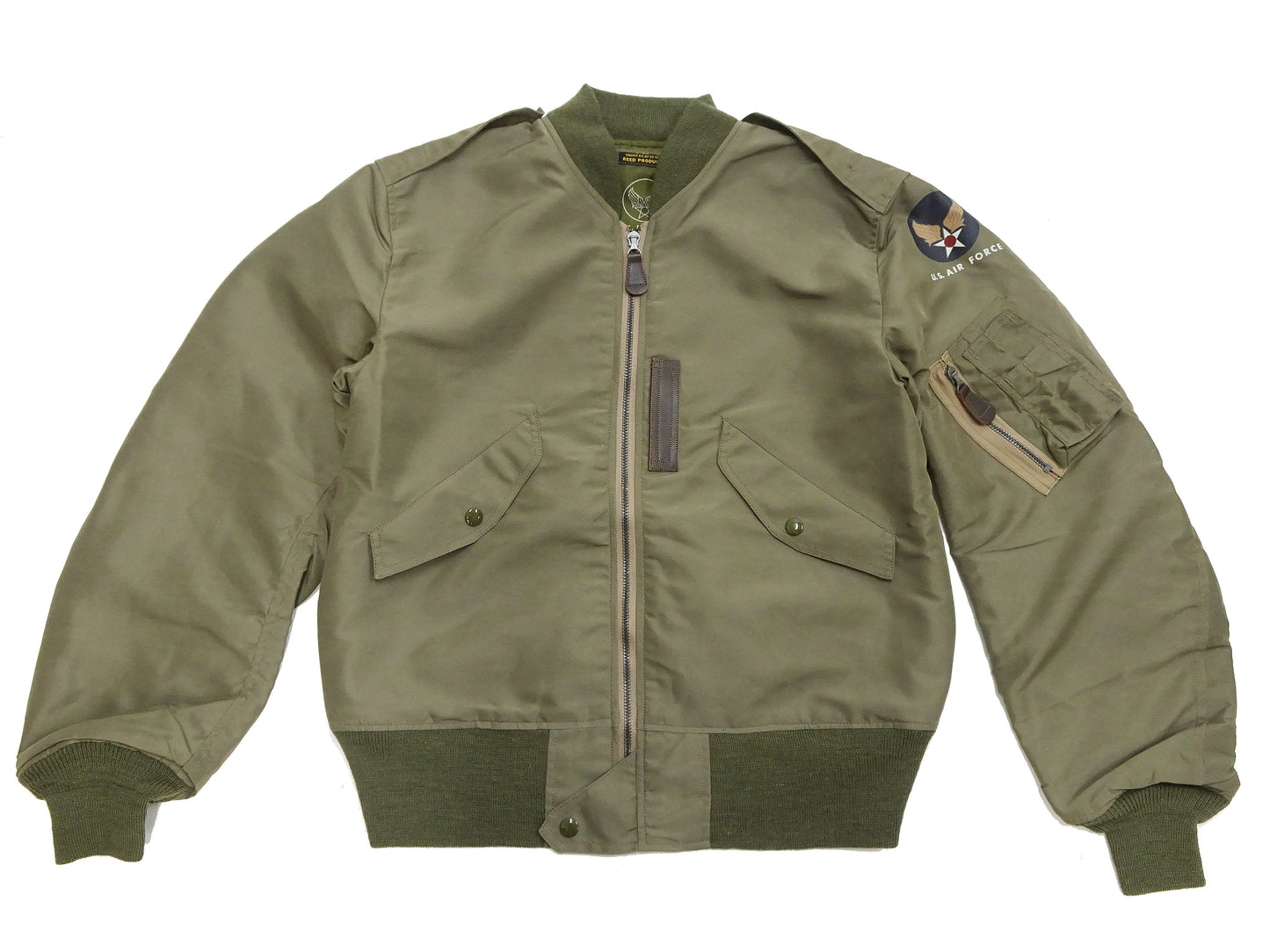 Buzz Rickson Jacket Men's L-2 Flight Jacket Plain Nylon Bomber Jacket L2 BR15125 Olive Drab