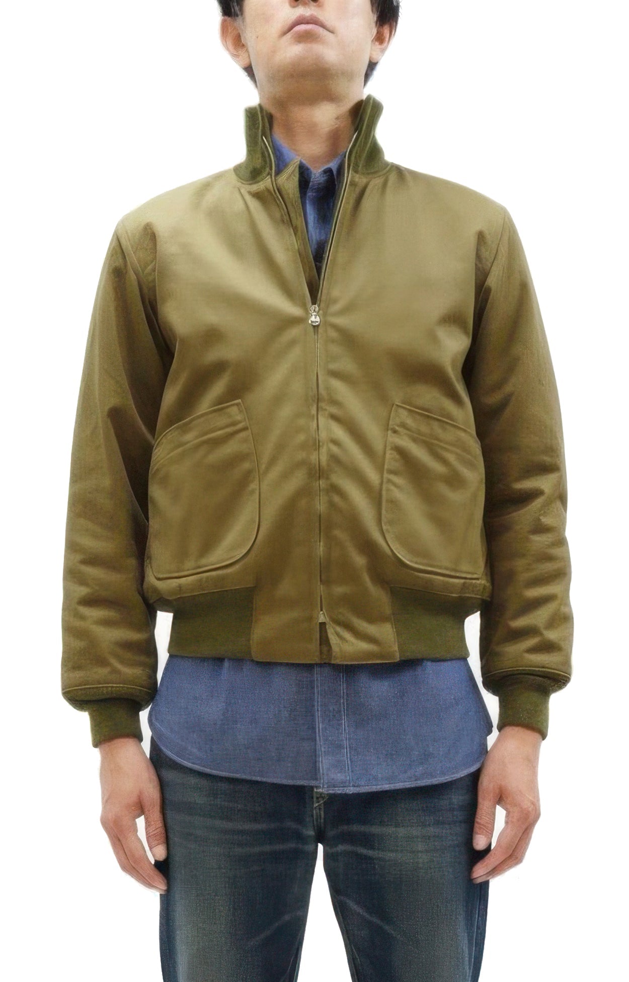 Buzz Rickson Tanker Jacket - Men's Reproduction of the U.S. Army Early Patch-Pocket Version BR15750 Light Olive Drab