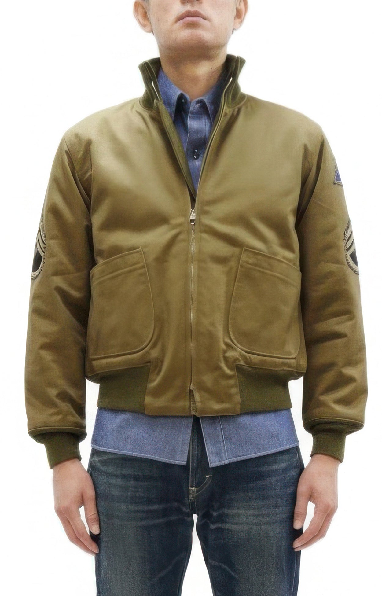 Buzz Rickson Men's Fury Tanker Jacket - Brad Pitt U.S. Army WWII Movie Reproduction - Made in Japan - (BR15751 Olive Drab)