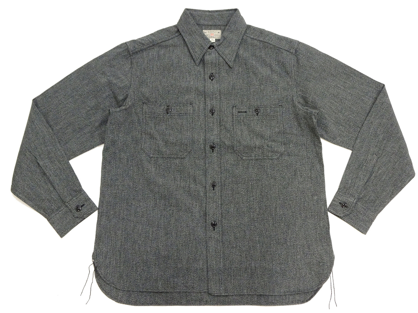 Buzz Rickson Cotton Covert Work Shirt - Men's Casual Vintage-Style Long Sleeve Button Up Shirt BR26082 119 Heathered-Black