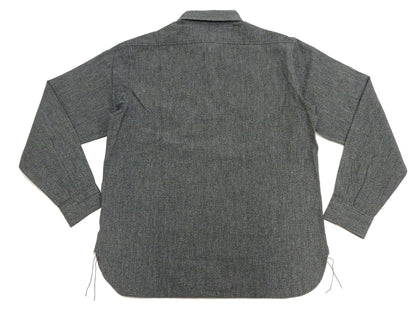 Buzz Rickson Cotton Covert Work Shirt - Men's Casual Vintage-Style Long Sleeve Button Up Shirt BR26082 119 Heathered-Black