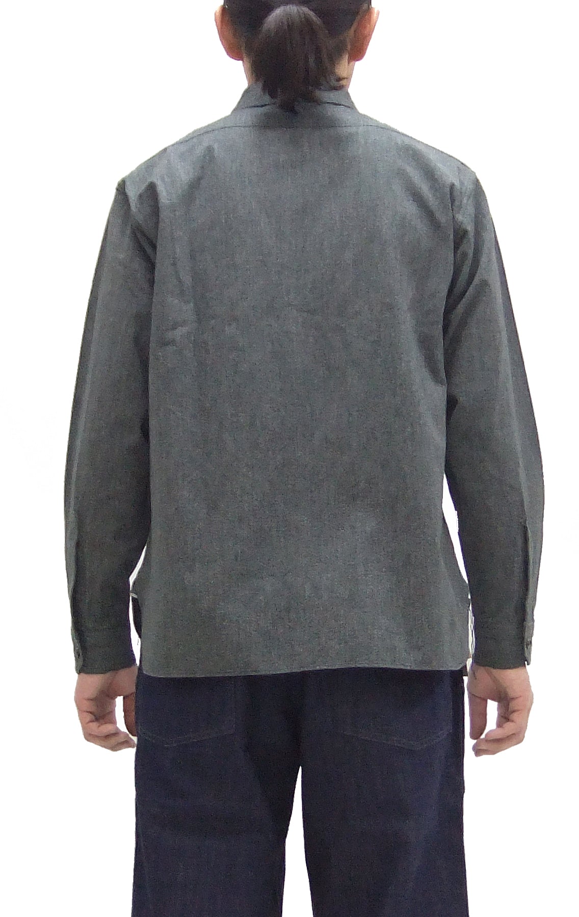 Buzz Rickson Cotton Covert Work Shirt - Men's Casual Vintage-Style Long Sleeve Button Up Shirt BR26082 119 Heathered-Black