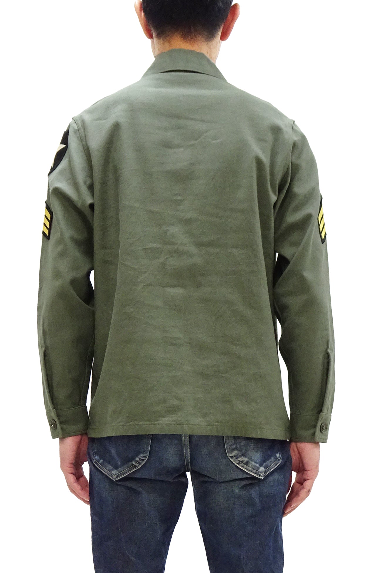 Buzz Rickson Men's U.S. Army OG-107 Utility Shirt with Patches (Relaxed Fit) - John Lennon Model Reproduction - Made in Japan (BR29586 Olive)