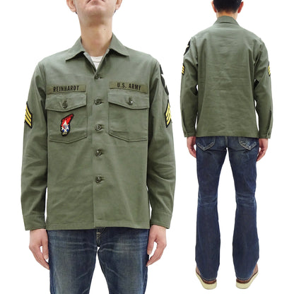 Buzz Rickson Men's U.S. Army OG-107 Utility Shirt with Patches (Relaxed Fit) - John Lennon Model Reproduction - Made in Japan (BR29586 Olive)