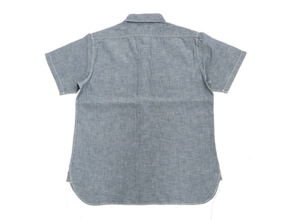 Buzz Rickson Chambray Shirt, Men's U.S. Navy Military Style Short Sleeve Button Up Shirt BR35856 Blue