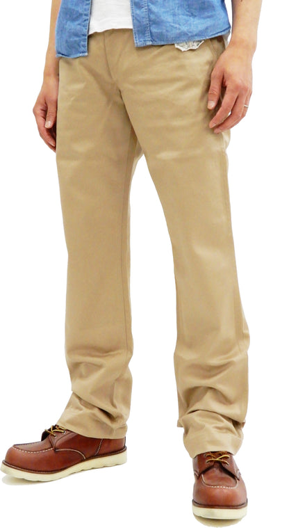 Buzz Rickson's Men's Original Spec Chinos 8.2 oz. Cotton Twill High-Rise Slimmer Straight Fit Military Chino Trousers with Zipper Fly Made in Japan (BR40025, 01 Beige, One Wash)