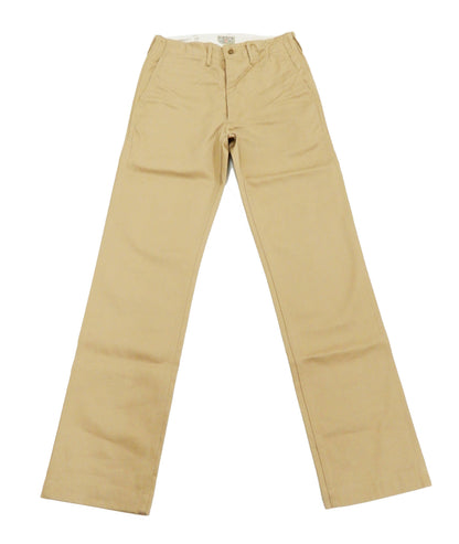 Buzz Rickson's Men's Original Spec Chinos 8.2 oz. Cotton Twill High-Rise Slimmer Straight Fit Military Chino Trousers with Zipper Fly Made in Japan (BR40025, 01 Beige, One Wash)