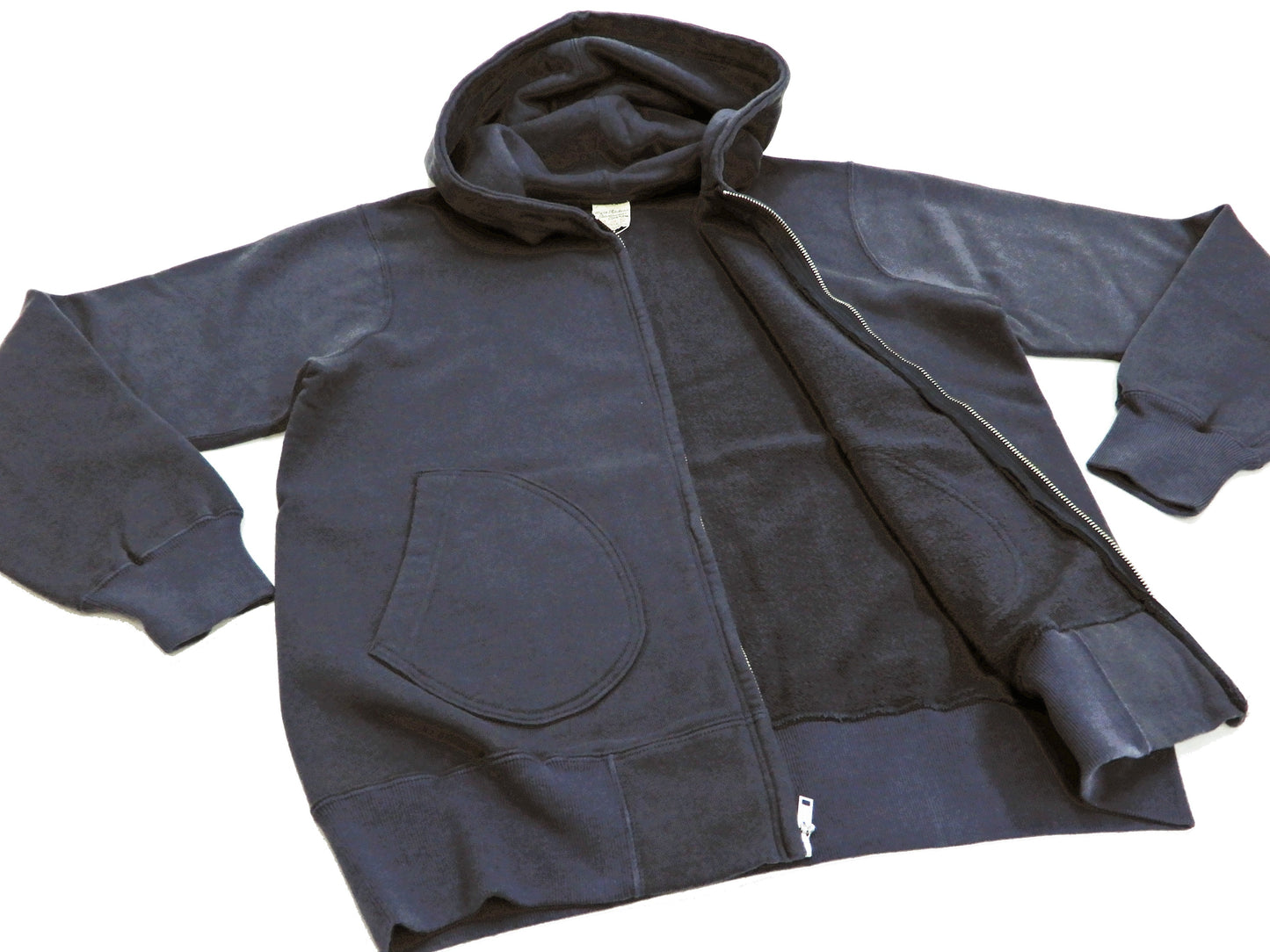 Buzz Rickson Hoodie Men's Plain Hoodie Zip Front Hooded Sweatshirt BR65623 Faded-Navy-Blue