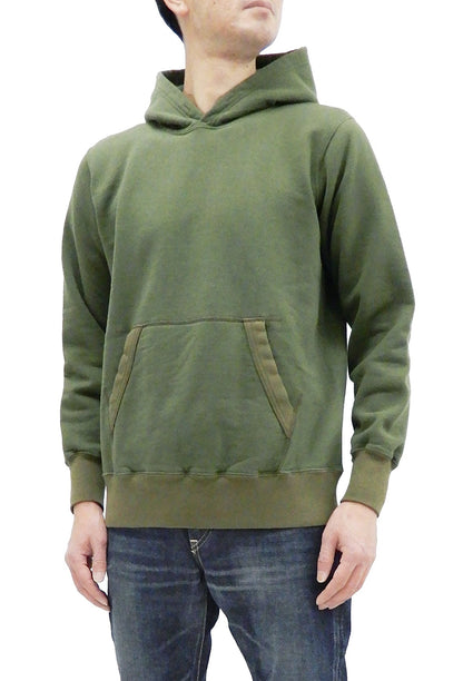 Buzz Rickson Plain Pullover Hoodie Men's Loop-wheeled Vintage Style Hooded Sweatshirt BR68914 149-Faded-Olive