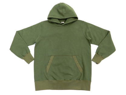 Buzz Rickson Plain Pullover Hoodie Men's Loop-wheeled Vintage Style Hooded Sweatshirt BR68914 149-Faded-Olive