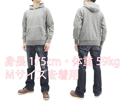 Buzz Rickson Plain Pullover Hoodie Men's Loop-wheeled Vintage Style Hooded Sweatshirt BR68914 113-Heather-Gray