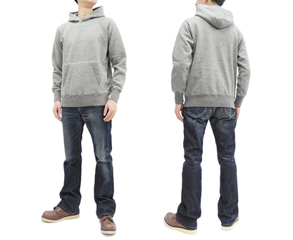 Buzz Rickson Plain Pullover Hoodie Men's Loop-wheeled Vintage Style Hooded Sweatshirt BR68914 113-Heather-Gray
