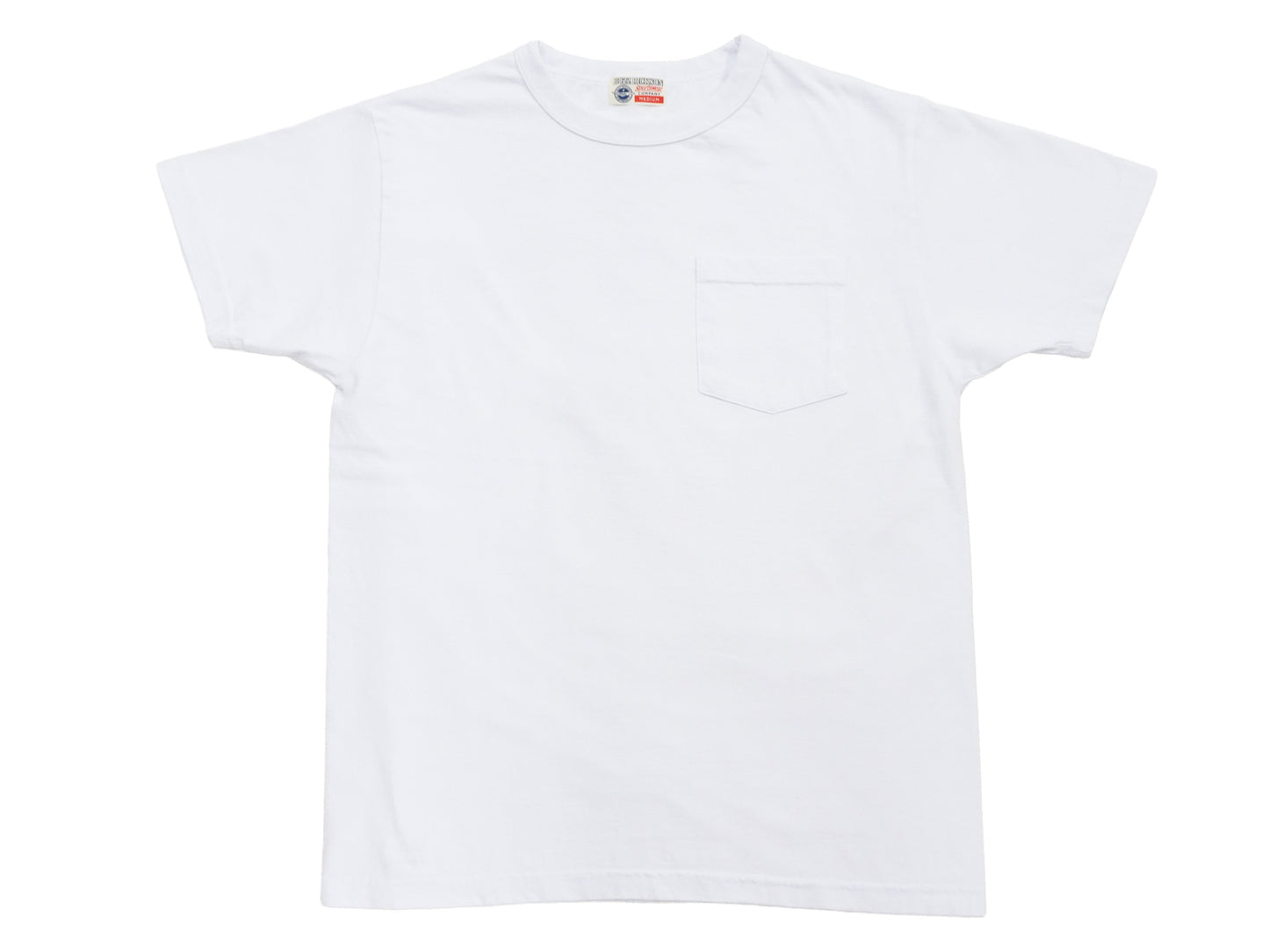 Buzz Rickson Men's Plain Short Sleeve Pocket T-Shirt, Made in USA, 6 oz. Ring-Spun Cotton Tubular-Knit Jersey Tee (BR78711 101 White)