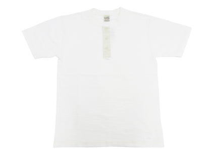 Buzz Rickson Henley T-Shirt Men's Short Sleeve Plain Loopwheeled Slub Yarn Tee BR79192 101 White
