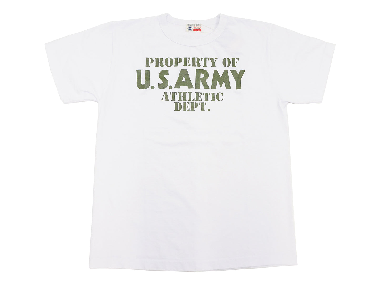 Buzz Rickson T-shirt Men's U.S. Army Athletic Department Military Graphic Short Sleeve Loopwheeled Tee BR79348 101 White