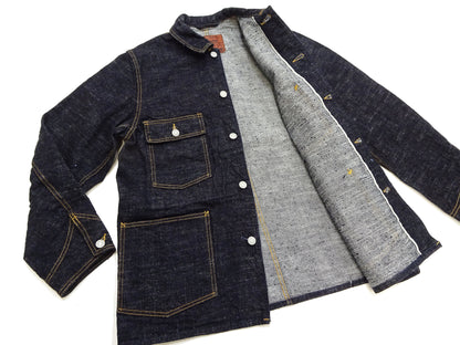Studio D'Artisan Men's 15oz Selvedge Denim Chore Coat Jacket - Made in Japan, Regular Fit, Toyoda GL3 Loom-Woven (SDA D4620, One-Wash)