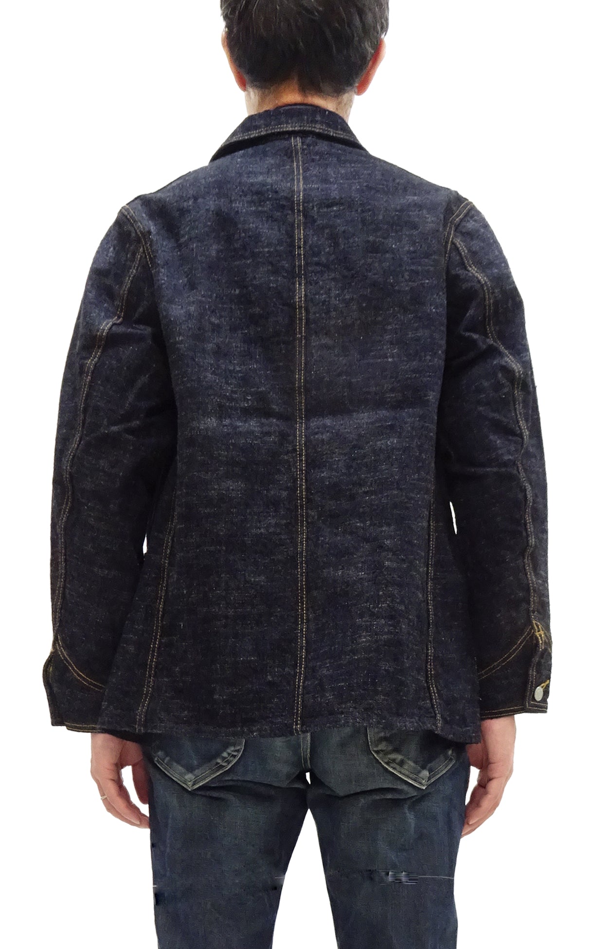 Studio D'Artisan Men's 15oz Selvedge Denim Chore Coat Jacket - Made in Japan, Regular Fit, Toyoda GL3 Loom-Woven (SDA D4620, One-Wash)