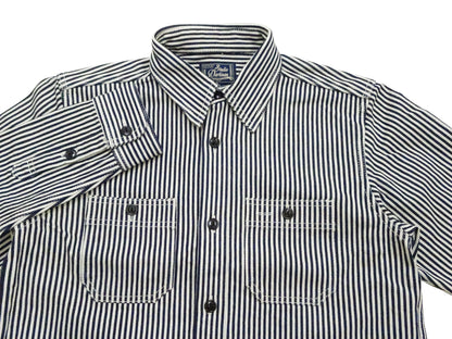 Studio D'artisan Men's 14 oz. Heavyweight Hickory Stripe Long Sleeve Work Shirt, 100% Cotton, Made in Japan (SDA D5335H)