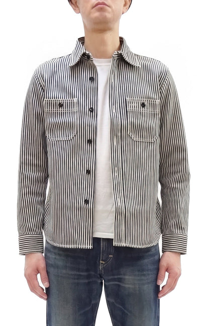 Studio D'artisan Men's 14 oz. Heavyweight Hickory Stripe Long Sleeve Work Shirt, 100% Cotton, Made in Japan (SDA D5335H)