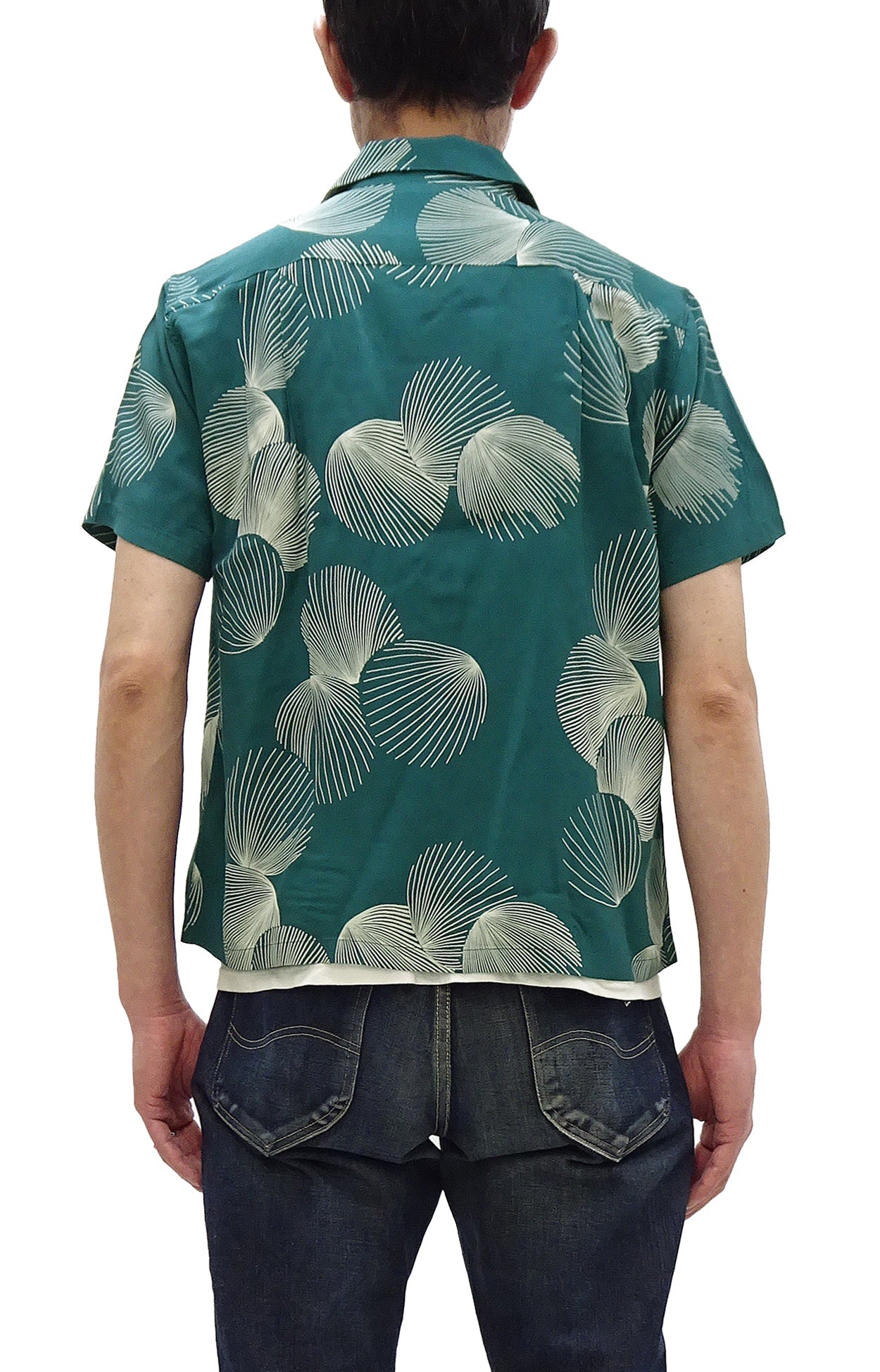 Duke Kahanamoku Hawaiian Shirt Men's 1950s Duke's Shell Reproduction Short-Sleeve Aloha Shirt DK39450 145 Green