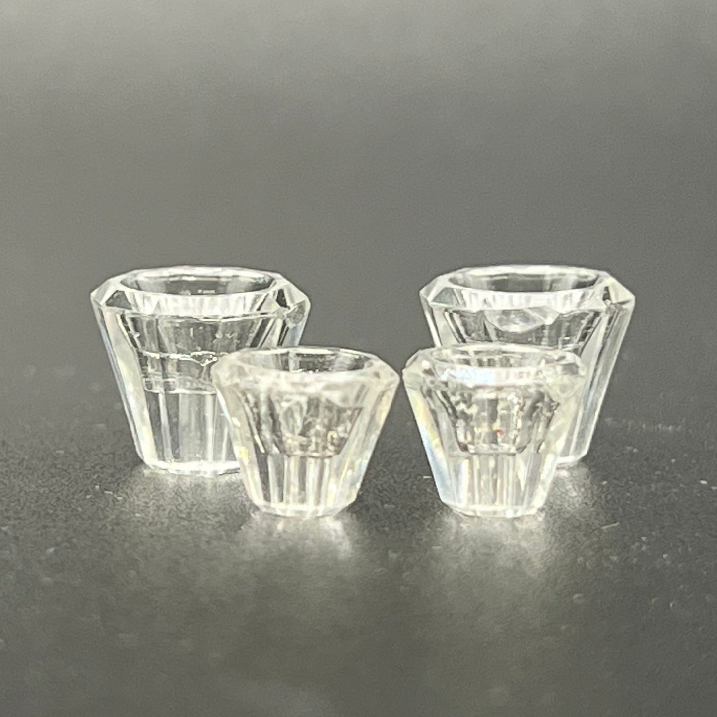 Set of 4 Clear Plastic Cut Glasses - 1/12 Scale Dollhouse Miniature